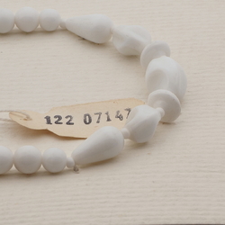 Vintage Czech necklace white oval rondelle teardrop glass beads 25"