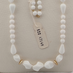Vintage Czech necklace element glasses holder white glass beads