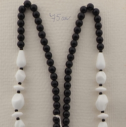 Vintage Czech necklace black white oval rondelle teardrop round glass beads 