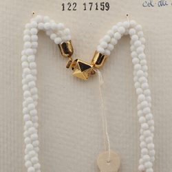Vintage Czech 3 strand necklace white oval round glass beads 