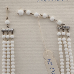 Vintage Czech 3 strand necklace white red glass beads 