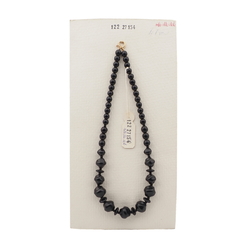 Vintage Czech necklace black round rondelle nugget glass beads