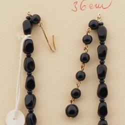 Vintage Czech necklace black round rectangle glass beads