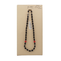 Vintage Czech necklace black red round rectangle glass beads 16"