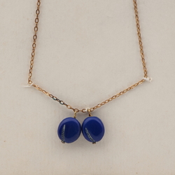 Vintage Czech gold chain necklace plum glass pendant beads