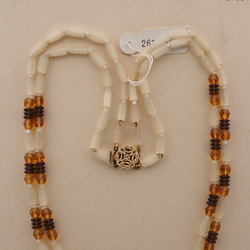 Vintage Czech 2 strand necklace satin atlas topaz glass beads 