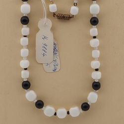 Vintage Czech necklace black white round cube glass beads
