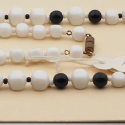 Vintage Czech necklace black white round cube glass beads