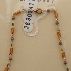 Vintage Czech link necklace pentagon bugle round glass beads 
