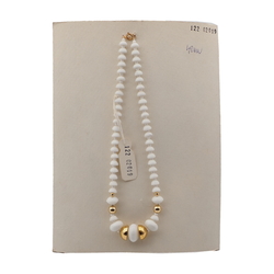 Vintage Czech necklace white cup rondelle glass beads 