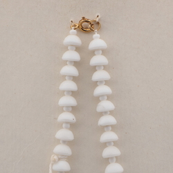 Vintage Czech necklace white cup rondelle glass beads 