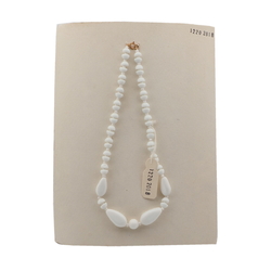 Vintage Czech necklace white teardrop cup glass beads 