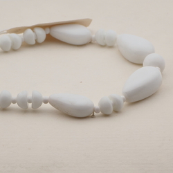 Vintage Czech necklace white teardrop cup glass beads 