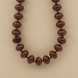Vintage Czech necklace brown rondelle glass beads 