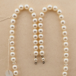 Vintage Czech necklace element pearl glass beads rhinestone rondelles