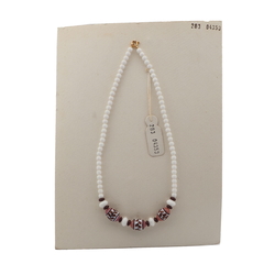 Vintage Czech necklace white feather marble lampwork glass beads