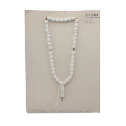 Vintage prayer bead strand 39 Czech white triangle glass beads 