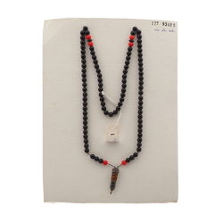 Vintage prayer bead strand 99 Czech red black brown glass beads