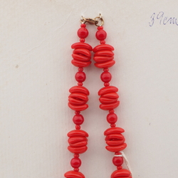 Vintage Czech necklace red arc round glass beads 