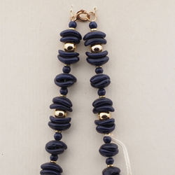 Vintage Czech necklace blue arc round glass beads 