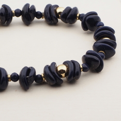 Vintage Czech necklace blue arc round glass beads 