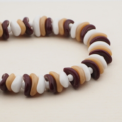 Vintage Czech necklace white beige brown arc glass beads 