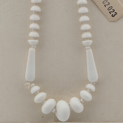 Vintage Czech necklace white cup rondelle teardrop glass beads