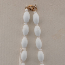 Vintage Czech necklace white rondelle oval glass beads 16"