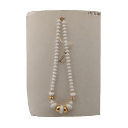 Vintage Czech necklace white cup rondelle glass beads 16"