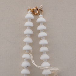 Vintage Czech necklace white cup rondelle glass beads 16"