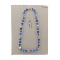 Vintage Czech necklace pearl clear blue satin atlas glass beads 