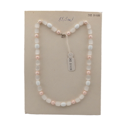 Vintage Czech necklace pearl white satin atlas glass beads 
