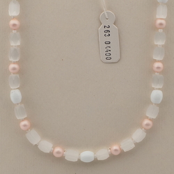 Vintage Czech necklace pearl white satin atlas glass beads 