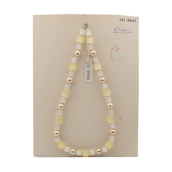 Vintage Czech necklace pearl frost yellow satin atlas glass beads 
