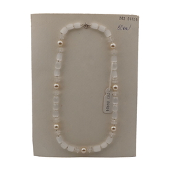 Vintage Czech necklace pearl frost satin atlas clear glass beads 