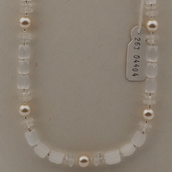 Vintage Czech necklace pearl frost satin atlas clear glass beads 