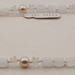 Vintage Czech necklace pearl frost satin atlas clear glass beads 