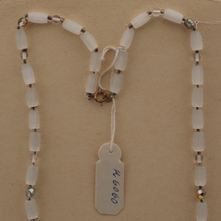 Vintage Czech necklace frost satin atlas clear AB glass beads 