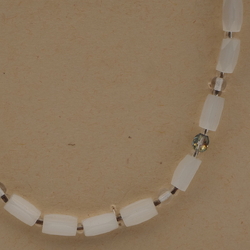 Vintage Czech necklace frost satin atlas clear AB glass beads 
