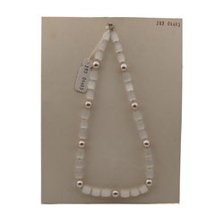 Vintage Czech necklace pearl frost satin atlas clear glass beads 18"