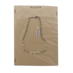 Vintage Czech link necklace clear satin atlas pentagon AB glass beads 