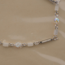 Vintage Czech link necklace clear satin atlas pentagon AB glass beads 