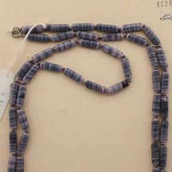 Vintage Czech necklace purple marble rectangle glass beads 