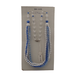Vintage Czech 1 to 5 strand necklace clear blue white glass beads 