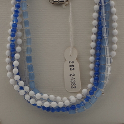Vintage Czech 1 to 5 strand necklace clear blue white glass beads 