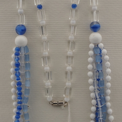 Vintage Czech 1 to 5 strand necklace clear blue white glass beads 