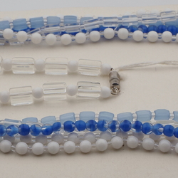 Vintage Czech 1 to 5 strand necklace clear blue white glass beads 