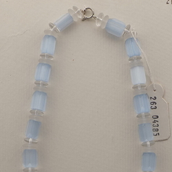 Vintage Czech necklace frost clear blue satin atlas glass beads 