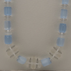 Vintage Czech necklace frost clear blue satin atlas glass beads 
