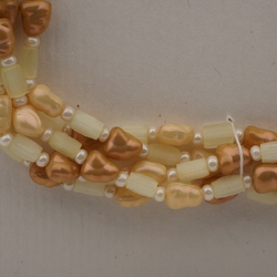 Vintage Czech 1 to 5 strand necklace beige brown satin atlas glass beads 